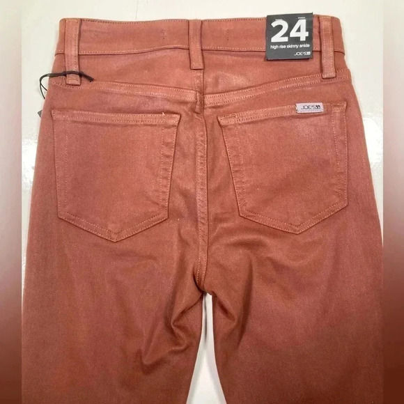 Joes Jeans High rise Skinny NWT Saddleback Coated Burnt Orange Pants Size 24 - Picture 8 of 12